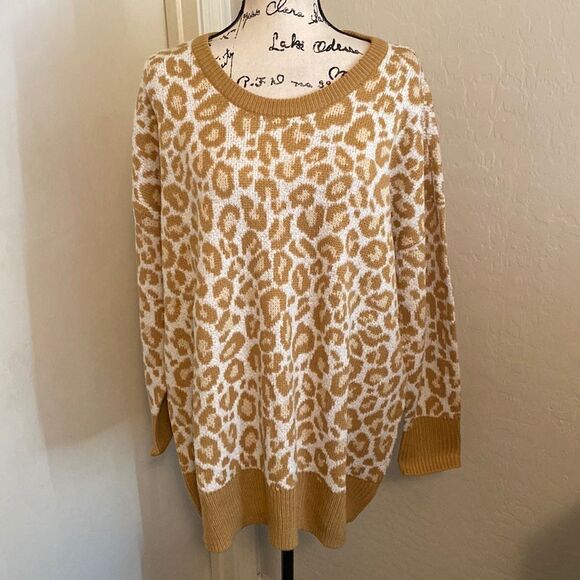 Torrid Leopard Design Pullover Sweater Animal Print Contemporary Feminine - Picture 1 of 9